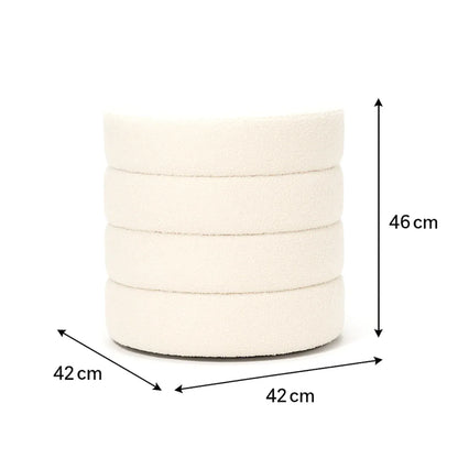 Interior Ave - Cleo White Boucle Ottoman