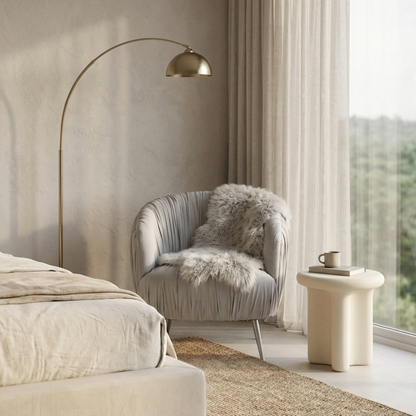 Interior Ave - Vespa Pleated Velvet Accent Chair – Pearl Grey