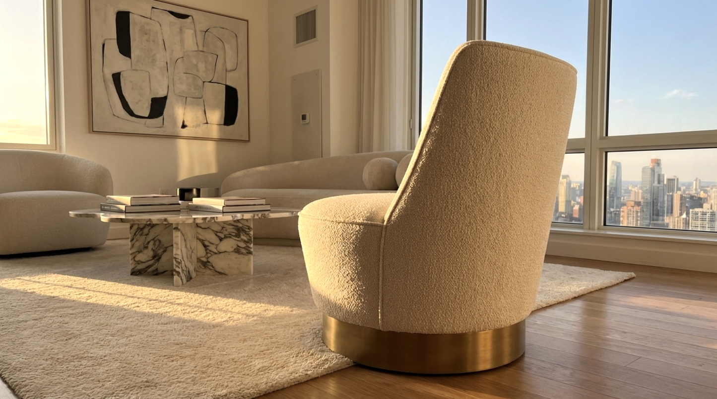 Interior Ave - Chateau Swivel Accent Chair - Vanilla Oat