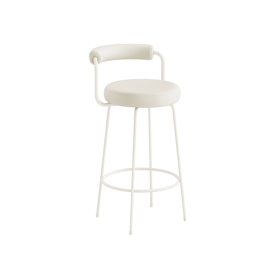 Interior Ave - Calipo White Leather Kitchen Bar Stool - Set of 2