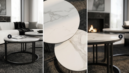 Interior Ave - Premier Nested Coffee Table Set - White Marble Stone