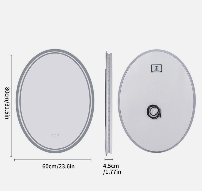 Interior Ave - 60 x 80cm Oval Frameless LED Bathroom Mirror