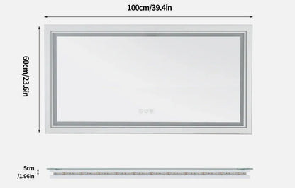 Interior Ave - 100 x 60cm Rectangle Frameless LED Bathroom Mirror