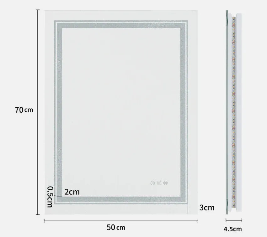 Interior Ave - 50 x 70cm Rectangle Frameless LED Bathroom Mirror