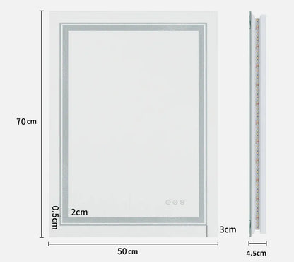 Interior Ave - 50 x 70cm Rectangle Frameless LED Bathroom Mirror
