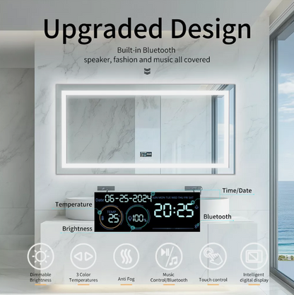 Interior Ave - 60 x 80cm Rectangle Frameless LED Bathroom Mirror – Bluetooth