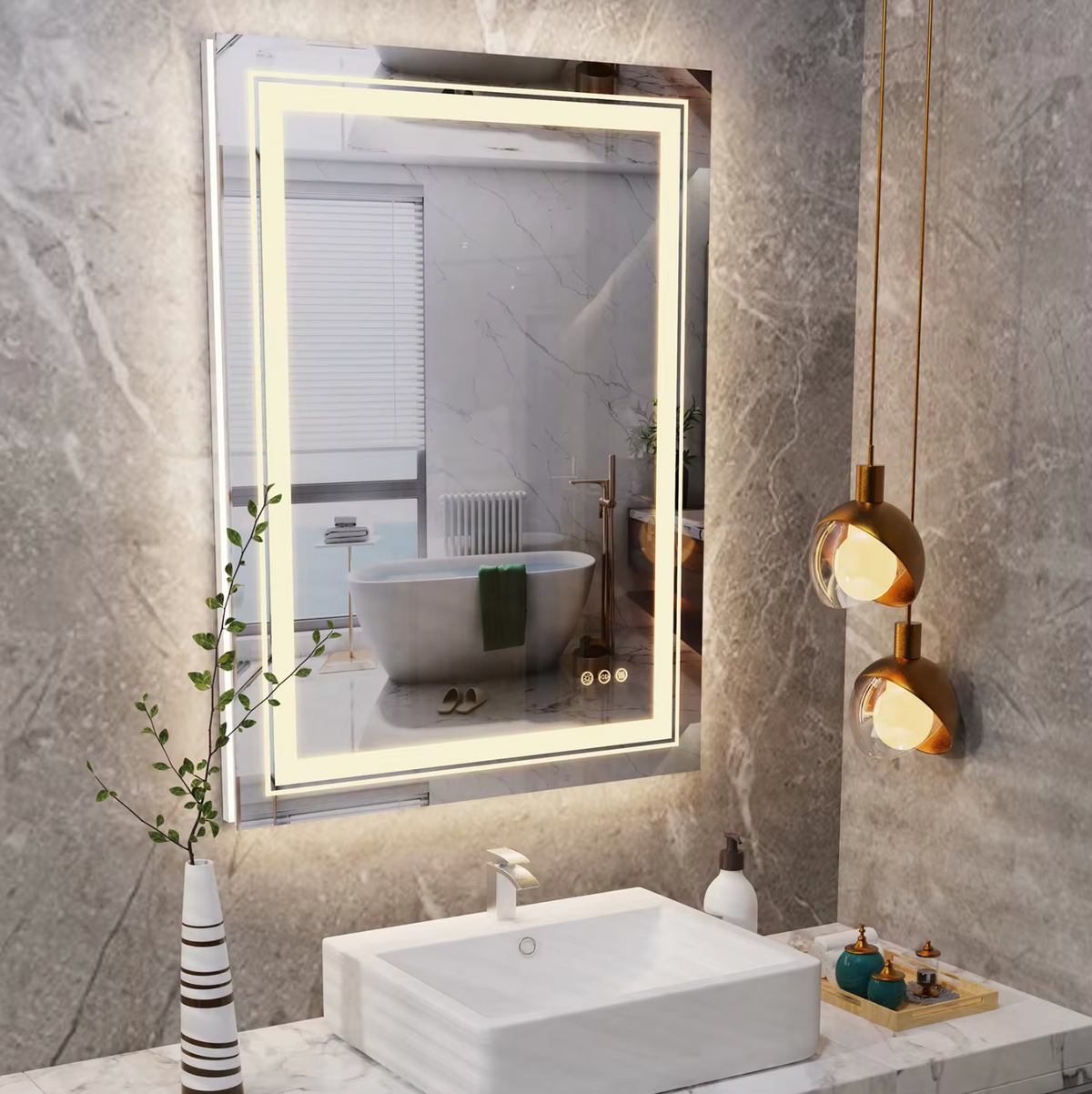 Interior Ave - 70 x 90cm Rectangle Frameless LED Bathroom Mirror