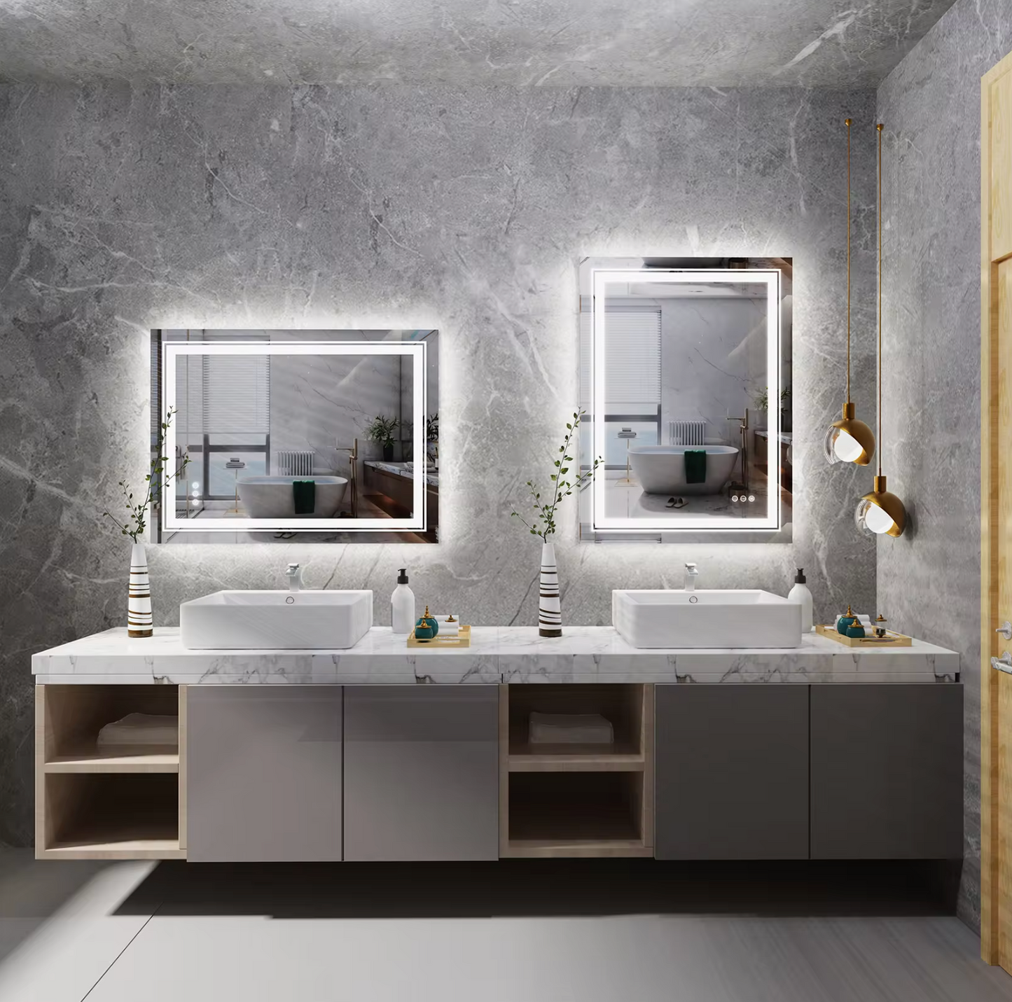Interior Ave - 70 x 90cm Rectangle Frameless LED Bathroom Mirror