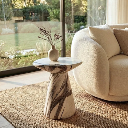 Interior Ave - Veneta Stone Side Table - Panda Marble Finish
