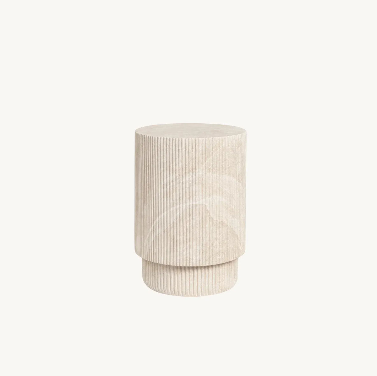 Interior Ave - Vera Fluted Stone Side Table - Matte Natural Stone
