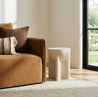 Interior Ave - Zelda Sculptural Stone Side Table – Sand Textured Accent