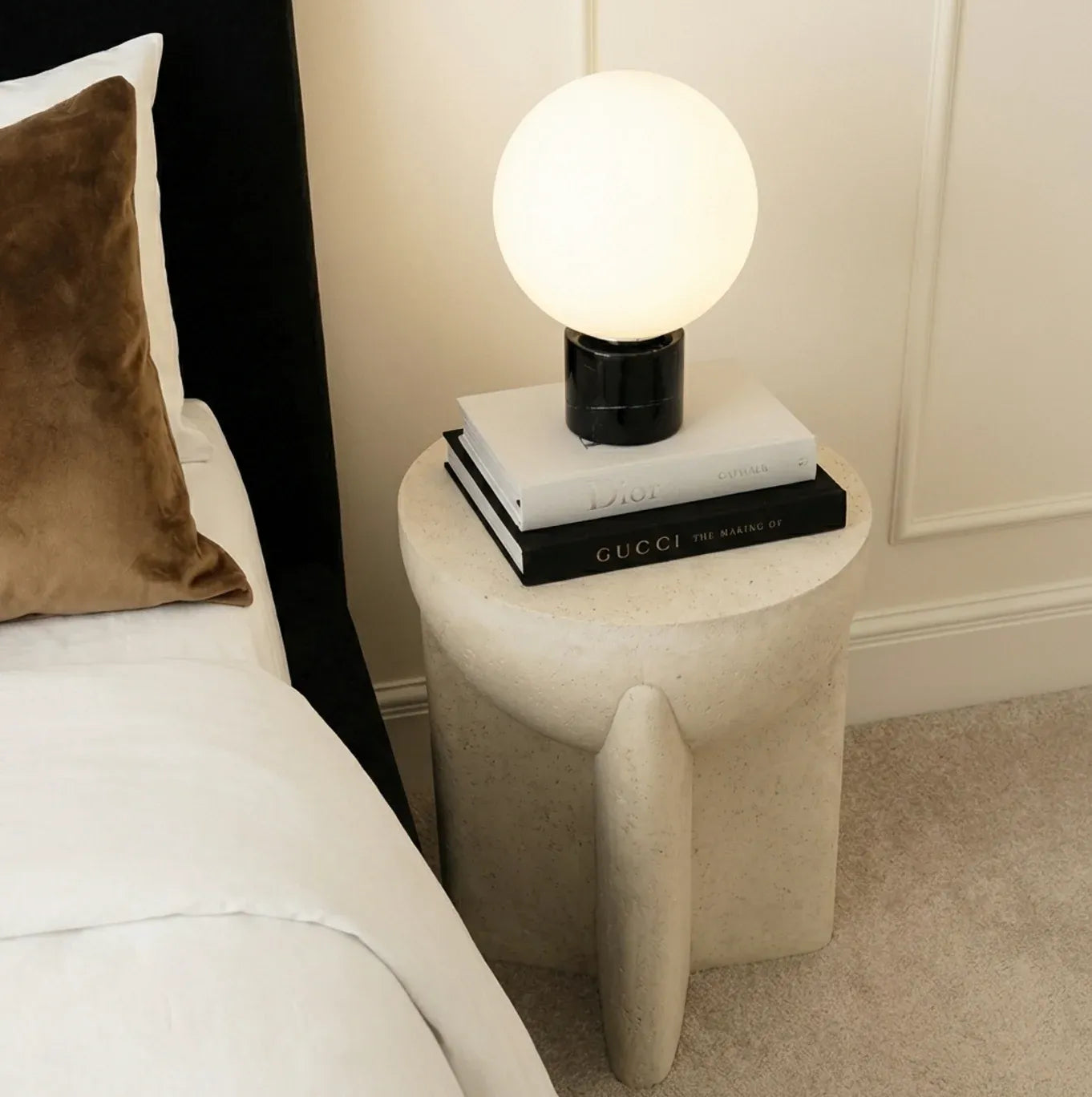Interior Ave - Zelda Sculptural Stone Side Table – Sand Textured Accent
