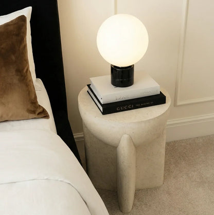 Interior Ave - Zelda Sculptural Stone Side Table – Sand Textured Accent