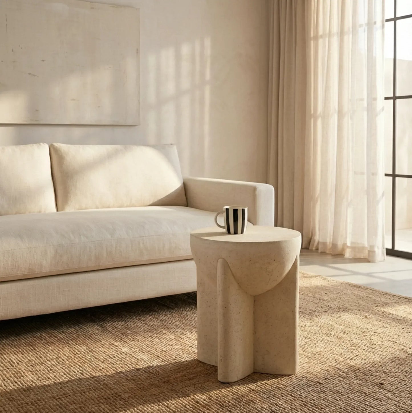 Interior Ave - Zelda Sculptural Stone Side Table – Sand Textured Accent