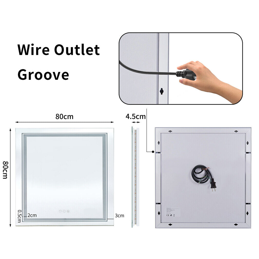 Interior Ave - 80 x 80cm Square Frameless LED Bathroom Mirror