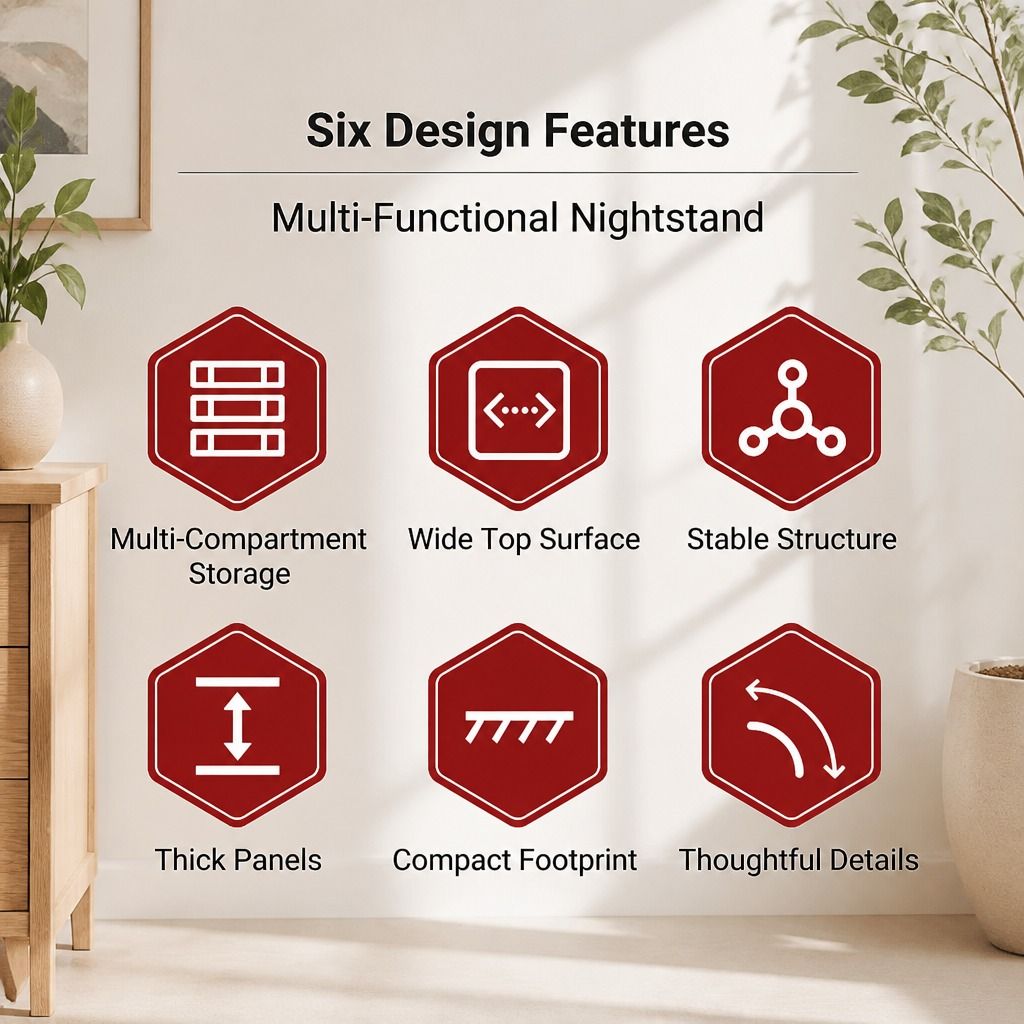 HYGGO Wooden Bedside Table Nightstand Drawer Storage Minimalist Multi-Functional