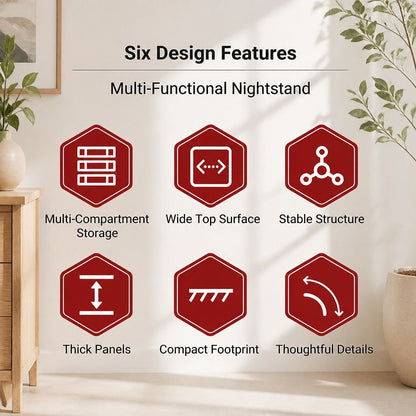 HYGGO Wooden Bedside Table Nightstand Drawer Storage Minimalist Multi-Functional