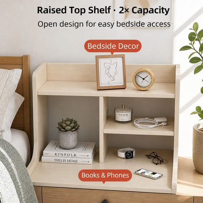 HYGGO Wooden Bedside Table Nightstand Drawer Storage Minimalist Multi-Functional