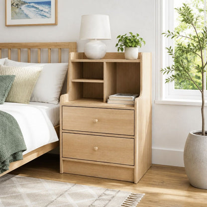 HYGGO Wooden Bedside Table Nightstand Drawer Storage Minimalist Multi-Functional