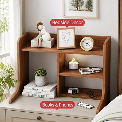 HYGGO Bedside Table Drawer Nightstand Multi-Compartment Storage Reddish-Brown 70cm