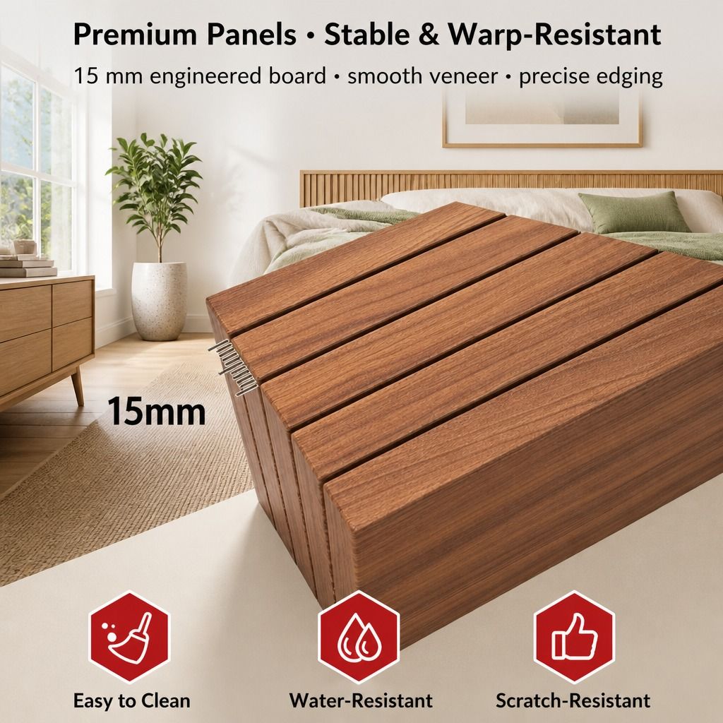 HYGGO Bedside Table Drawer Nightstand Multi-Compartment Storage Reddish-Brown 70cm