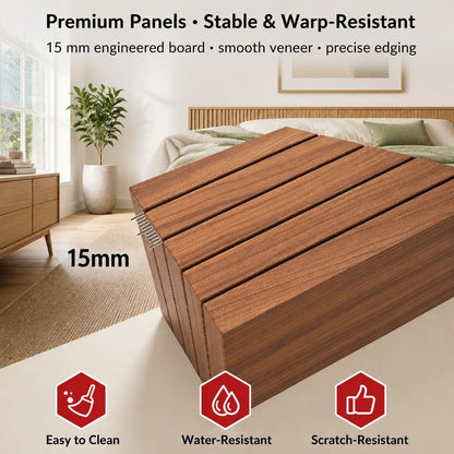 HYGGO Bedside Table Drawer Nightstand Multi-Compartment Storage Reddish-Brown 70cm
