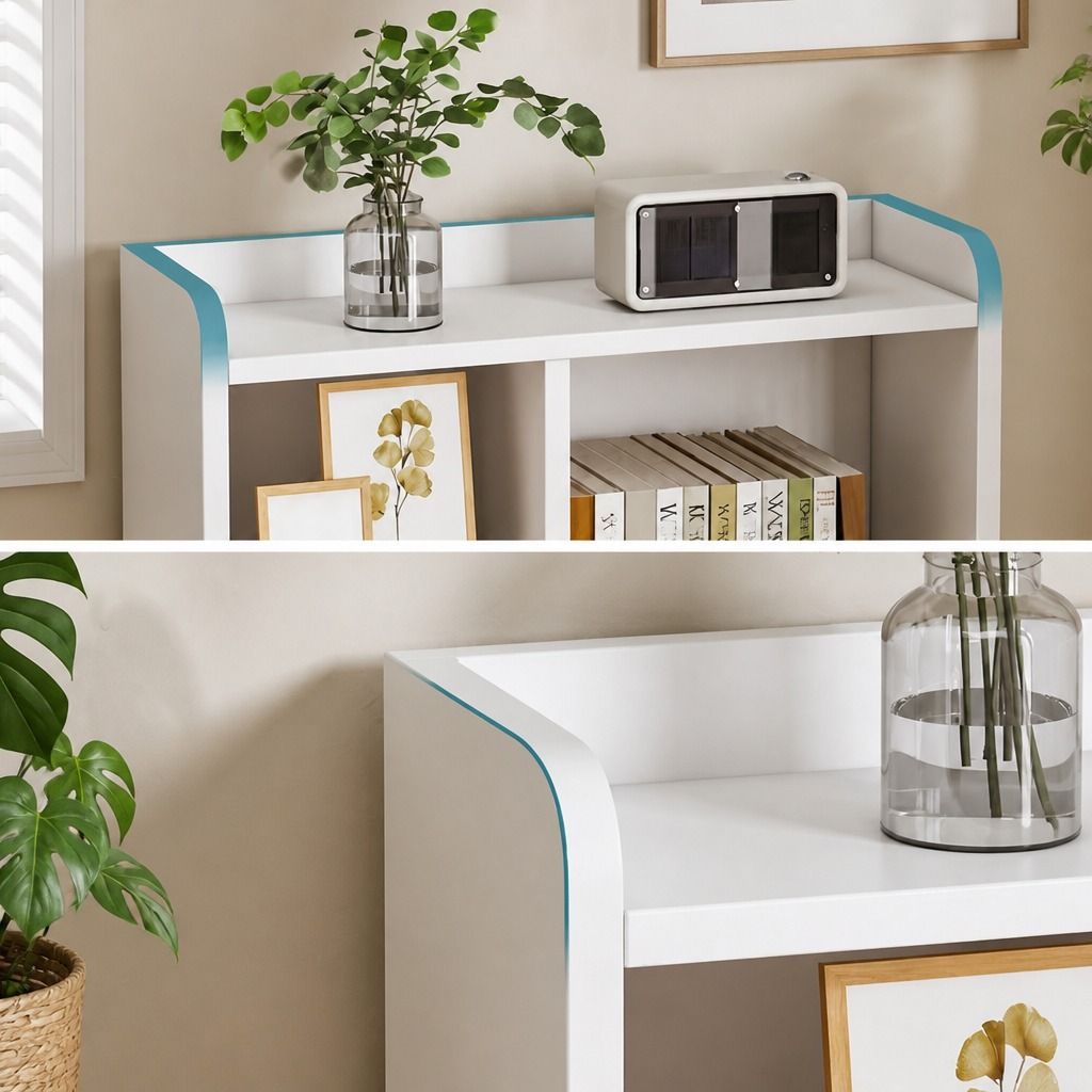 HYGGO White Nightstand Bedside Table Wooden Drawers Storage Sections Curved Sides