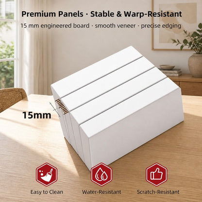HYGGO White Nightstand Bedside Table Wooden Drawers Storage Sections Curved Sides