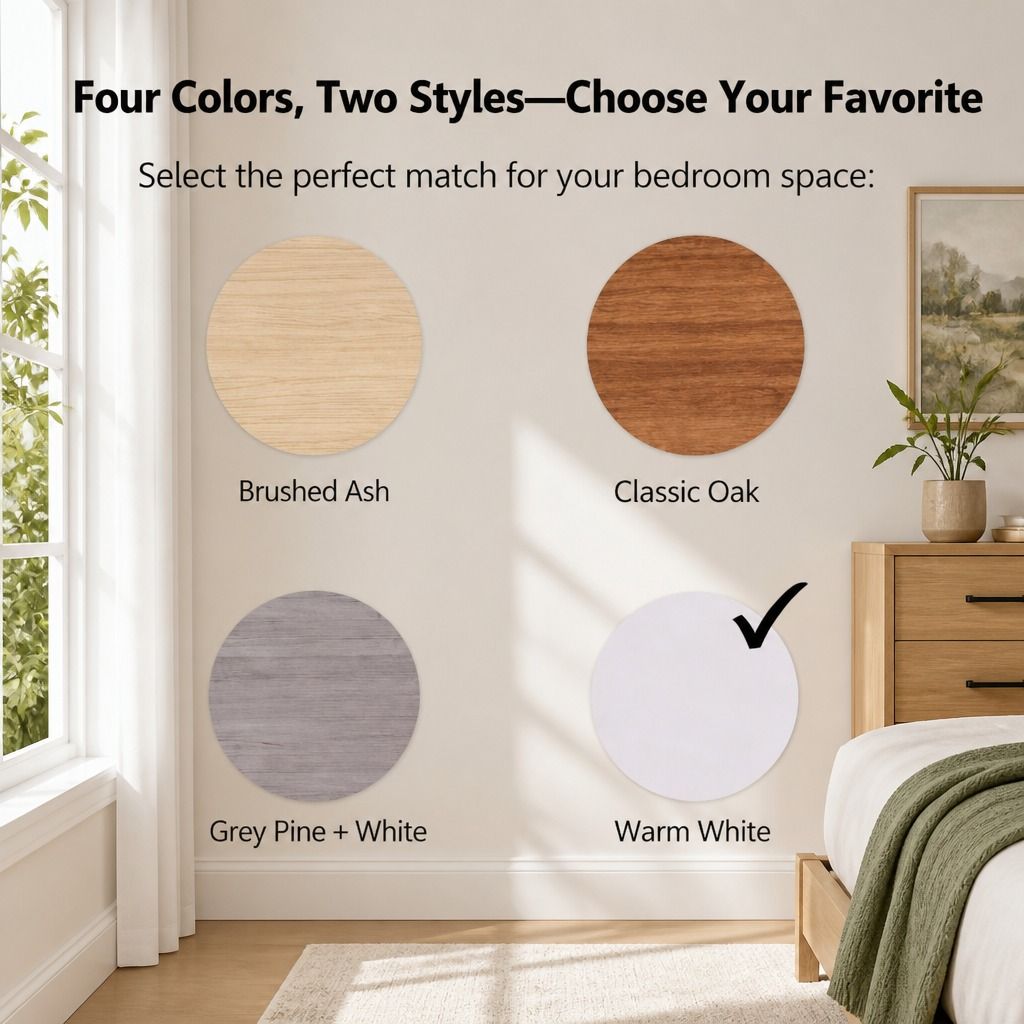 HYGGO White Nightstand Bedside Table Wooden Drawers Storage Sections Curved Sides