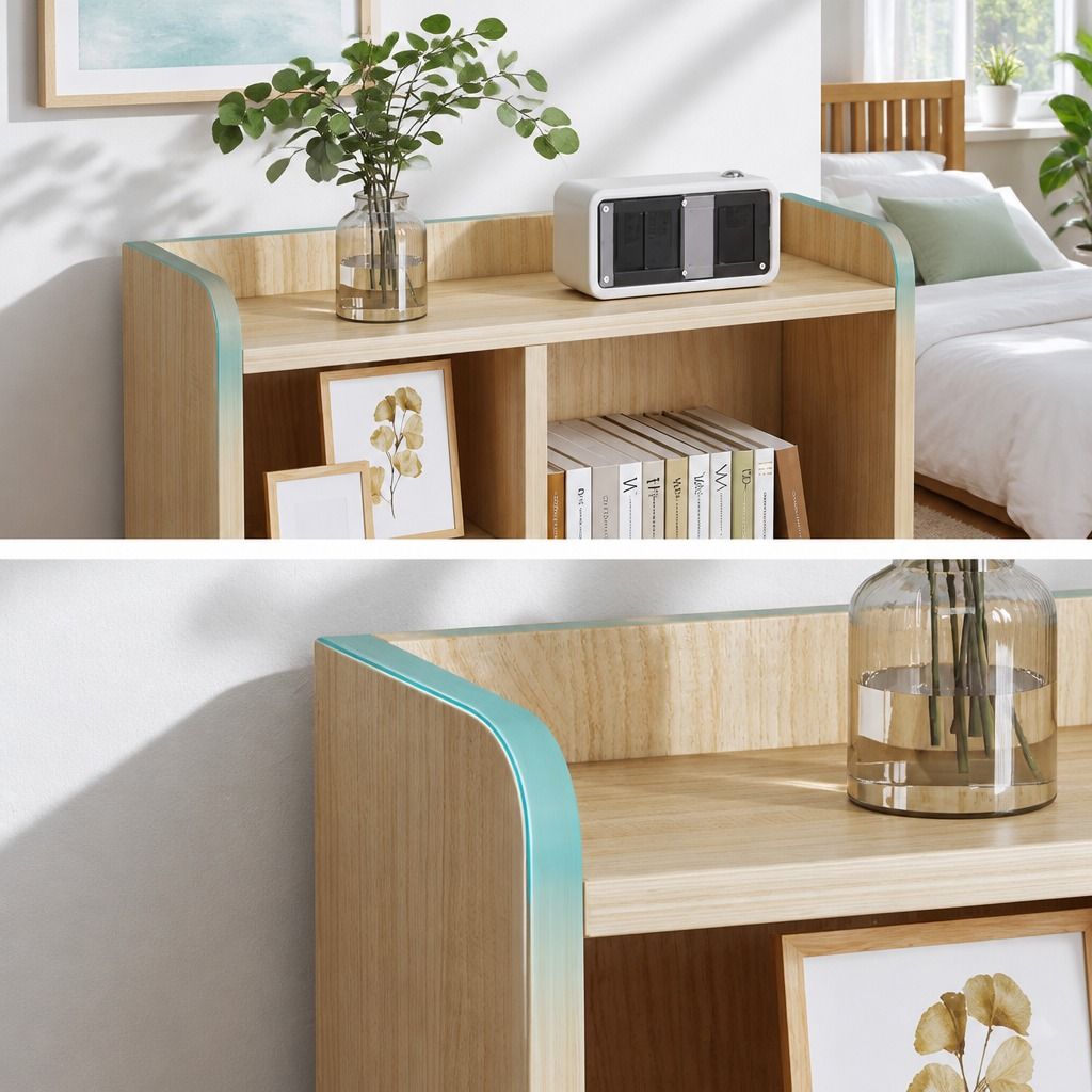 HYGGO Light Wood Bedside Table Drawer Nightstand Open Shelf Storage Tray Nordic 70cm