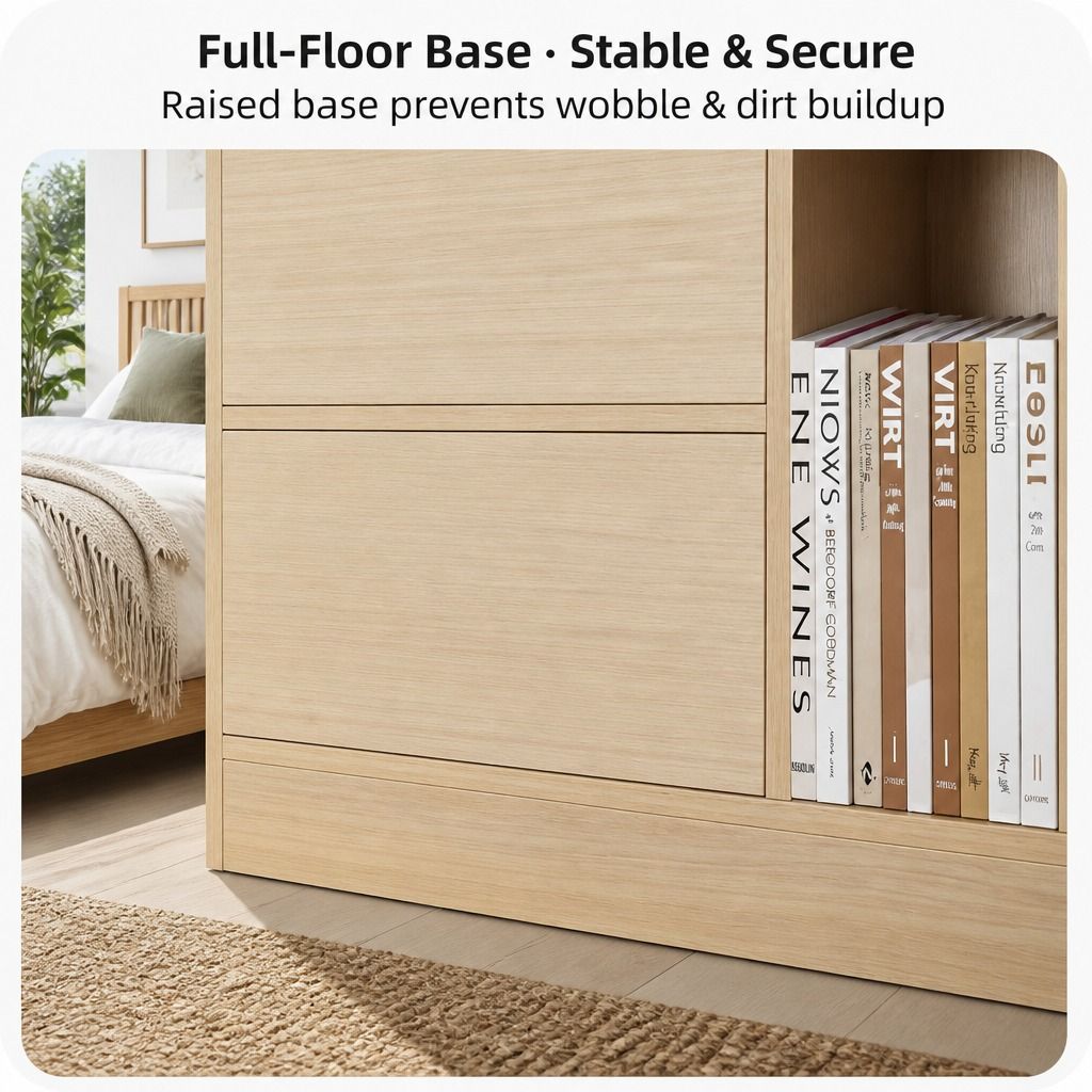 HYGGO Light Wood Bedside Table Drawer Nightstand Open Shelf Storage Tray Nordic 70cm