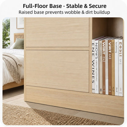 HYGGO Light Wood Bedside Table Drawer Nightstand Open Shelf Storage Tray Nordic 70cm