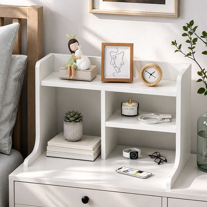 HYGGO White Nightstand Drawer Shelf Storage Tray Wooden Knob Bedside Table Minimalist