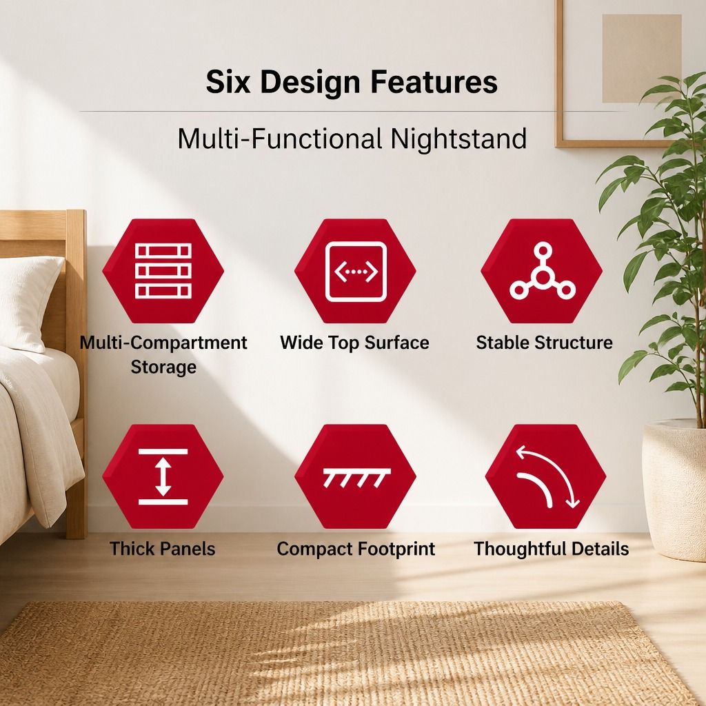 Warm White Bedside Table Nightstand Wooden Legs Two Drawers Open Storage