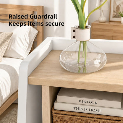 HYGGO Bedside Table Drawer Nightstand Wooden Legs Open Shelves Side Compartment White