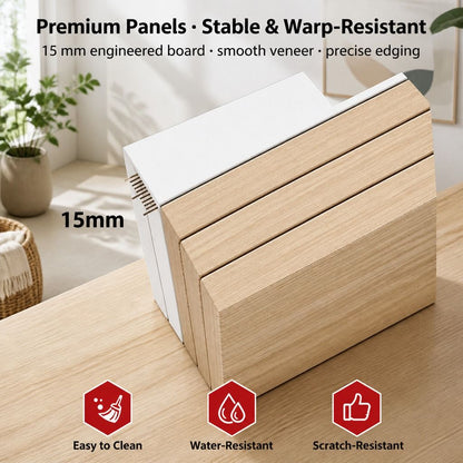 HYGGO Two-Tone Bedside Table Nightstand Drawer Storage Wooden Legs White Wood Design