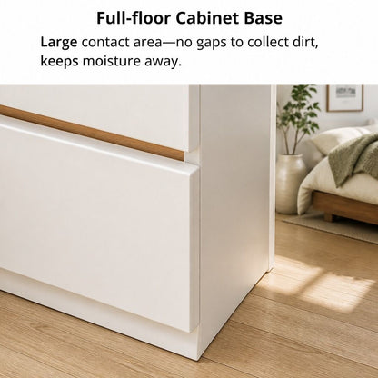 HYGGO Bedside Table Drawer Nightstand Warm White Open Storage Compact 47cm Modern