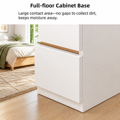 HYGGO Bedside Table Drawer Nightstand Warm White Triple Drawer Finger Pull Modern