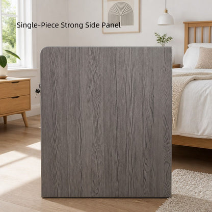 HYGGO Bedside Table Drawer Nightstand Light Gray Wood Grain Storage Tray White 48cm