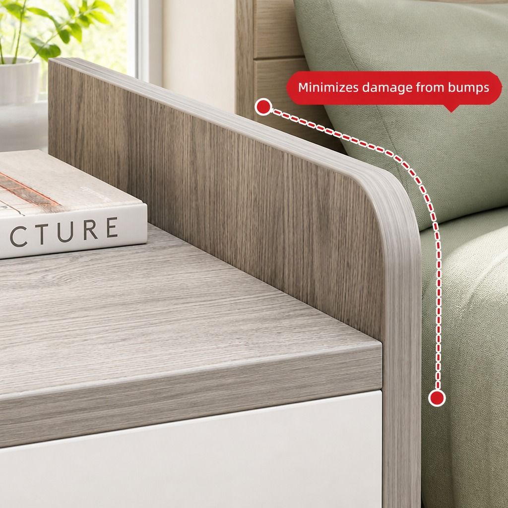 HYGGO Two-Tone Bedside Table Nightstand Light Gray White Drawers Wooden Knobs