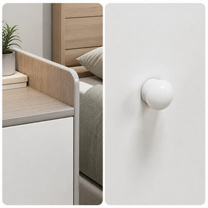 HYGGO Two-Tone Bedside Table Nightstand Light Gray White Drawers Wooden Knobs