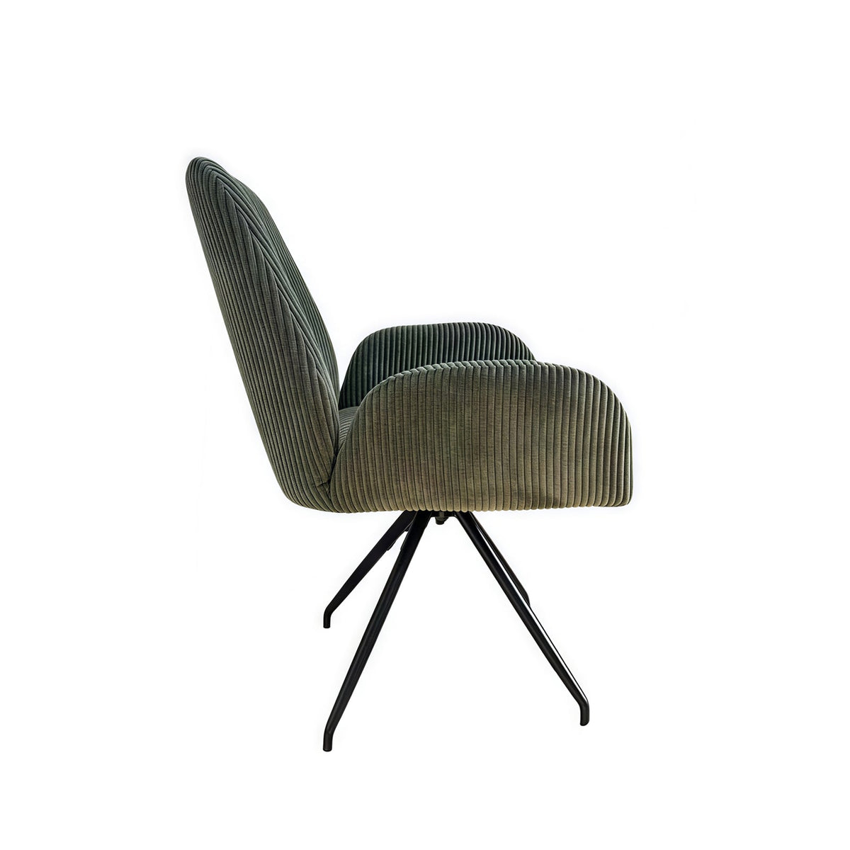 Dining Chair Corduroy Fabric Upholstered Seat Powder Coated Iron Legs