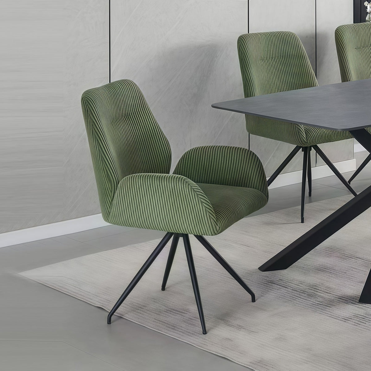 Dining Chair Corduroy Fabric Upholstered Seat Powder Coated Iron Legs