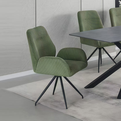 Dining Chair Corduroy Fabric Upholstered Seat Powder Coated Iron Legs