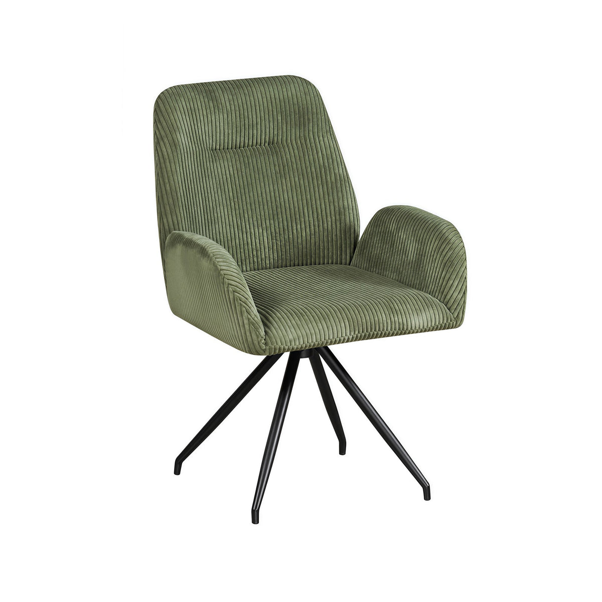 Dining Chair Corduroy Fabric Upholstered Seat Powder Coated Iron Legs