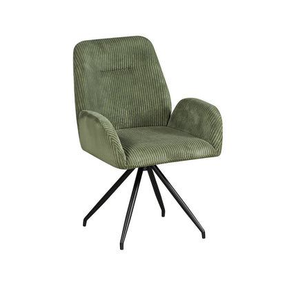 Dining Chair Corduroy Fabric Upholstered Seat Powder Coated Iron Legs