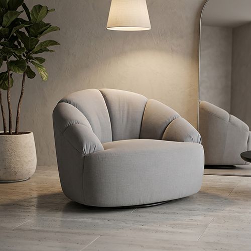 Arm Chair Silver Fabric 360 Degree Swivel