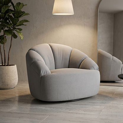 Arm Chair Silver Fabric 360 Degree Swivel