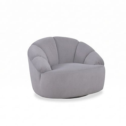Arm Chair Silver Fabric 360 Degree Swivel