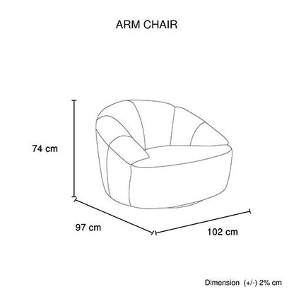Arm Chair Silver Fabric 360 Degree Swivel